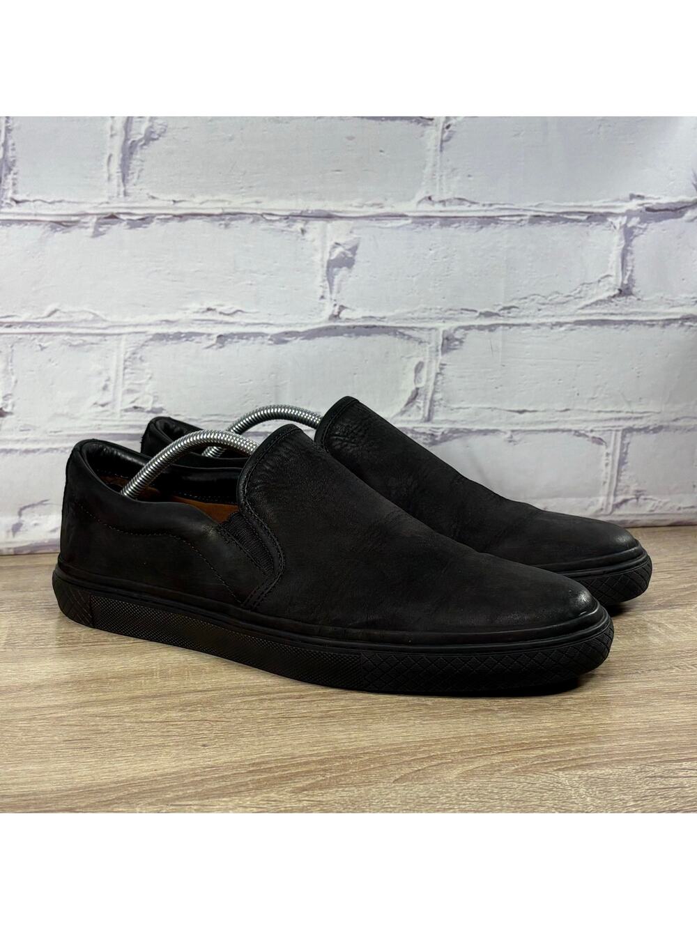 Frye Black Slip On Sneakers Men's Size 11.5 Casual Leather Loafer Shoes